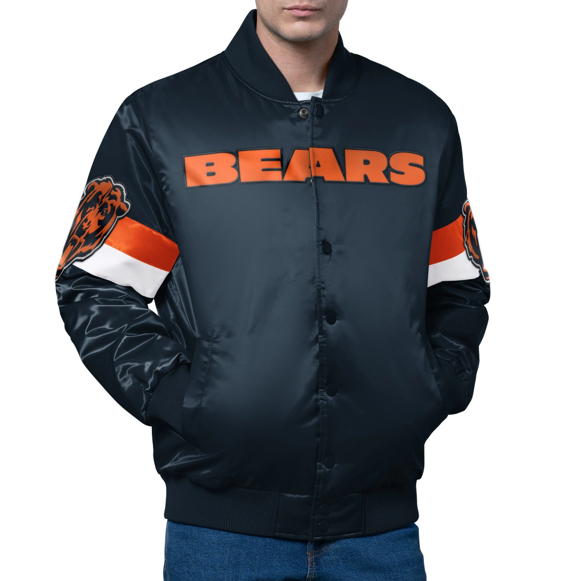 Chicago Bears Triple Option Satin Varsity Jacket