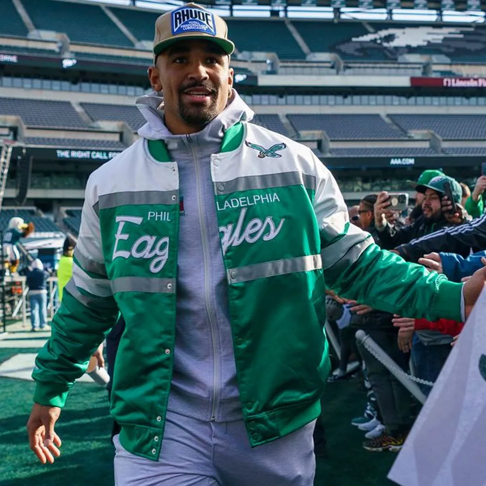 Jalen Hurts Philadelphia Eagles Script Satin Jacket