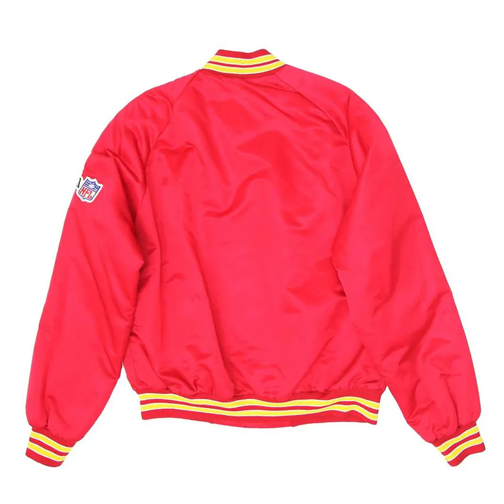 Alternative view of Kansas City Chiefs Full-Snap 1990’s Satin Red Jacket