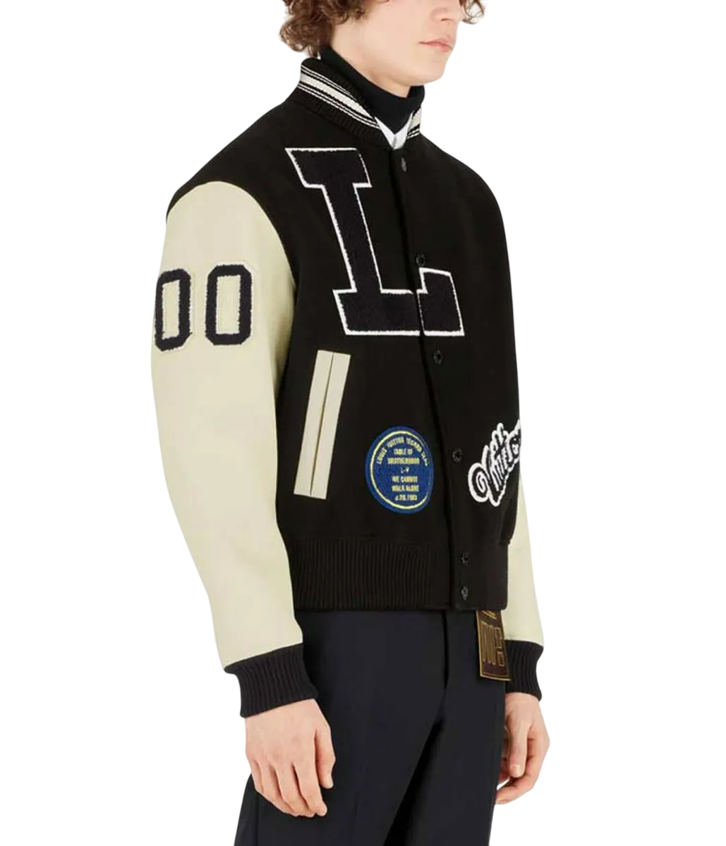 Kenya Barris Blackaf Black and White Varsity Jacket - Image 3