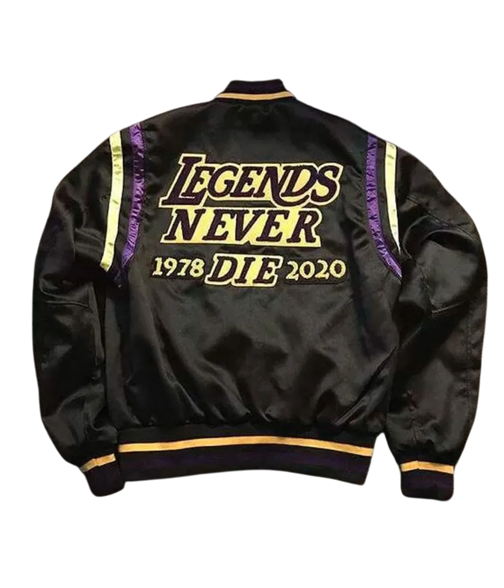 Kobe Bryant Stephen A Smith Black/White Satin Bomber Jacket - Image 4