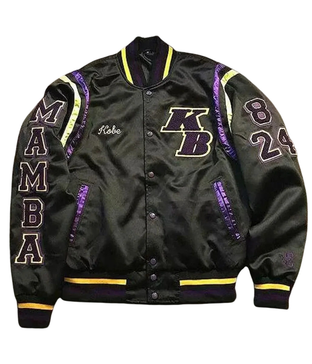 Kobe Bryant Stephen A Smith Black/White Satin Bomber Jacket - Image 3