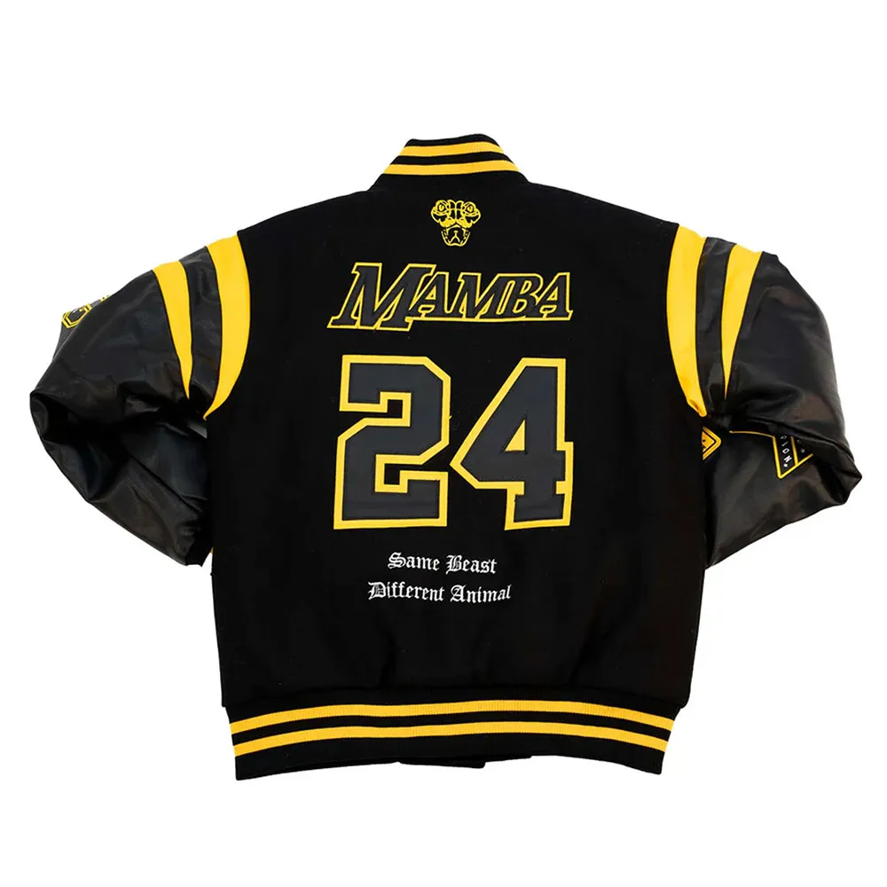 Alternative view of LA Lakers Kobe Bryant Collage Legends Black Varsity Jacket