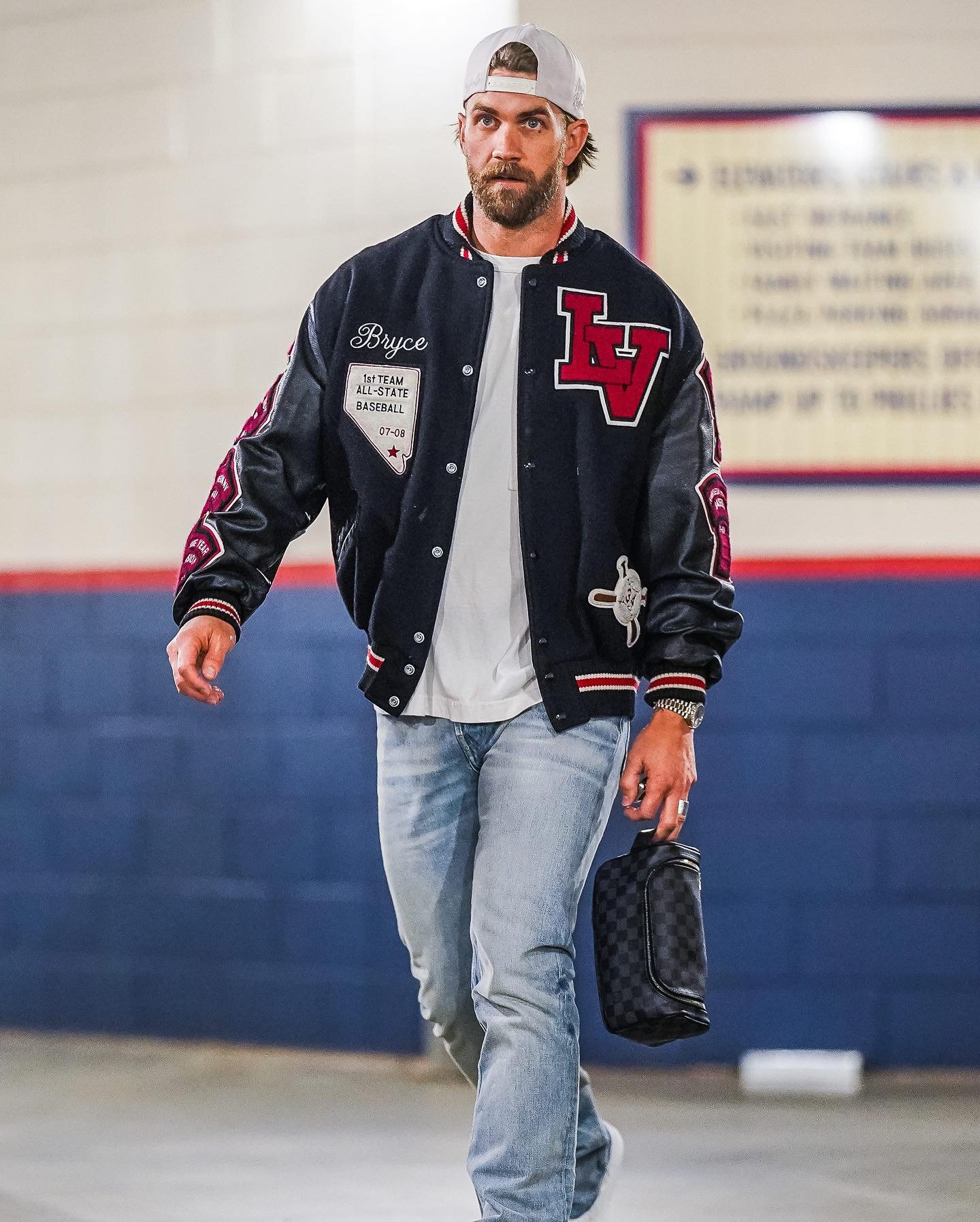 Alternative view of Bryce Harper Las Vegas High School Letterman Jacket