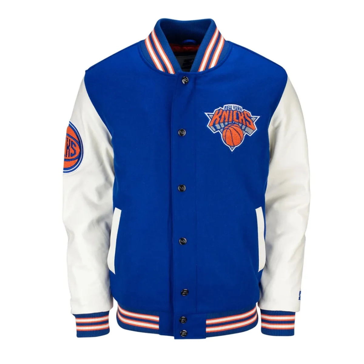 NY Knicks Prospect Blue Wool/Leather Varsity Jacket