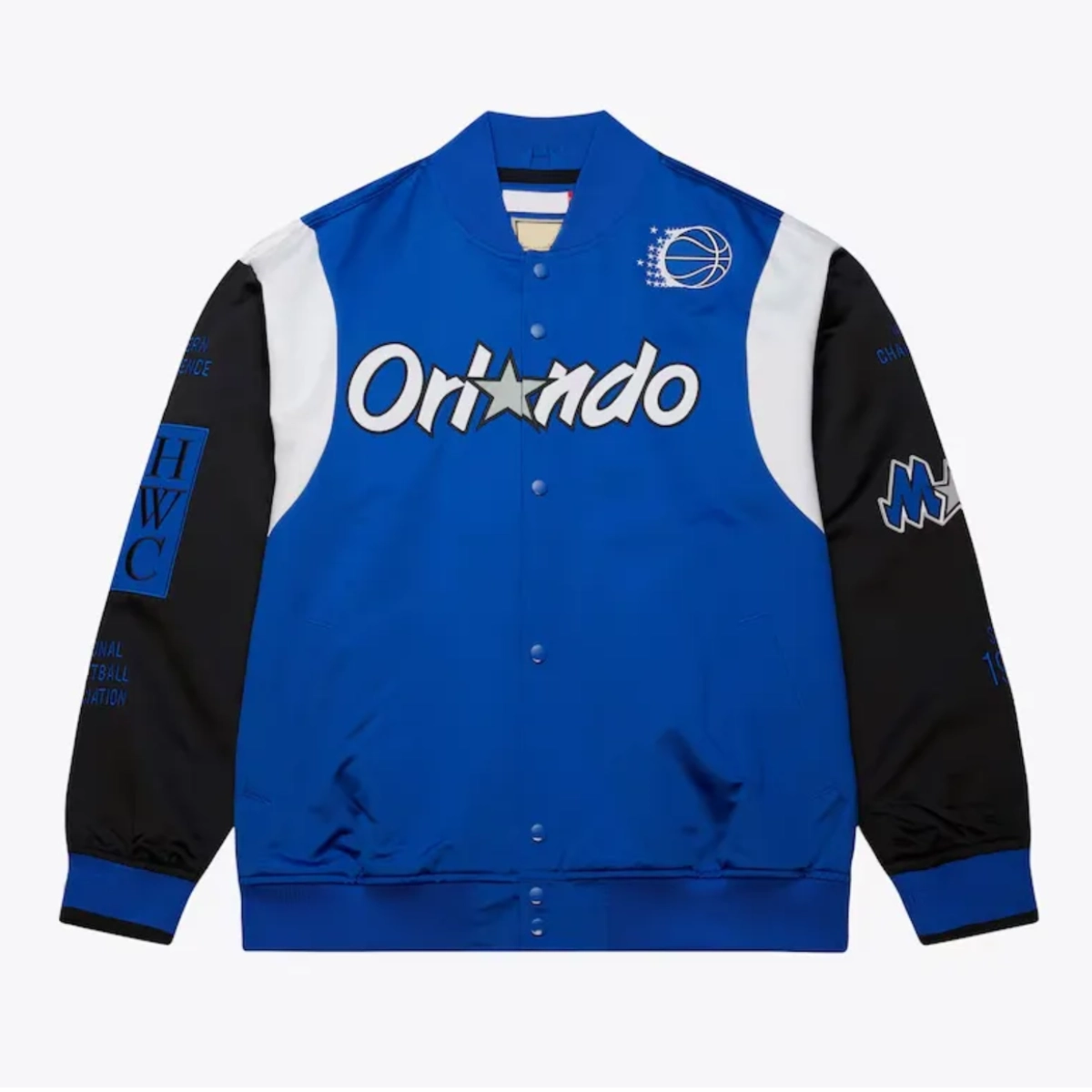 Orlando Magic Team Origins Blue/Black Satin Bomber Jacket