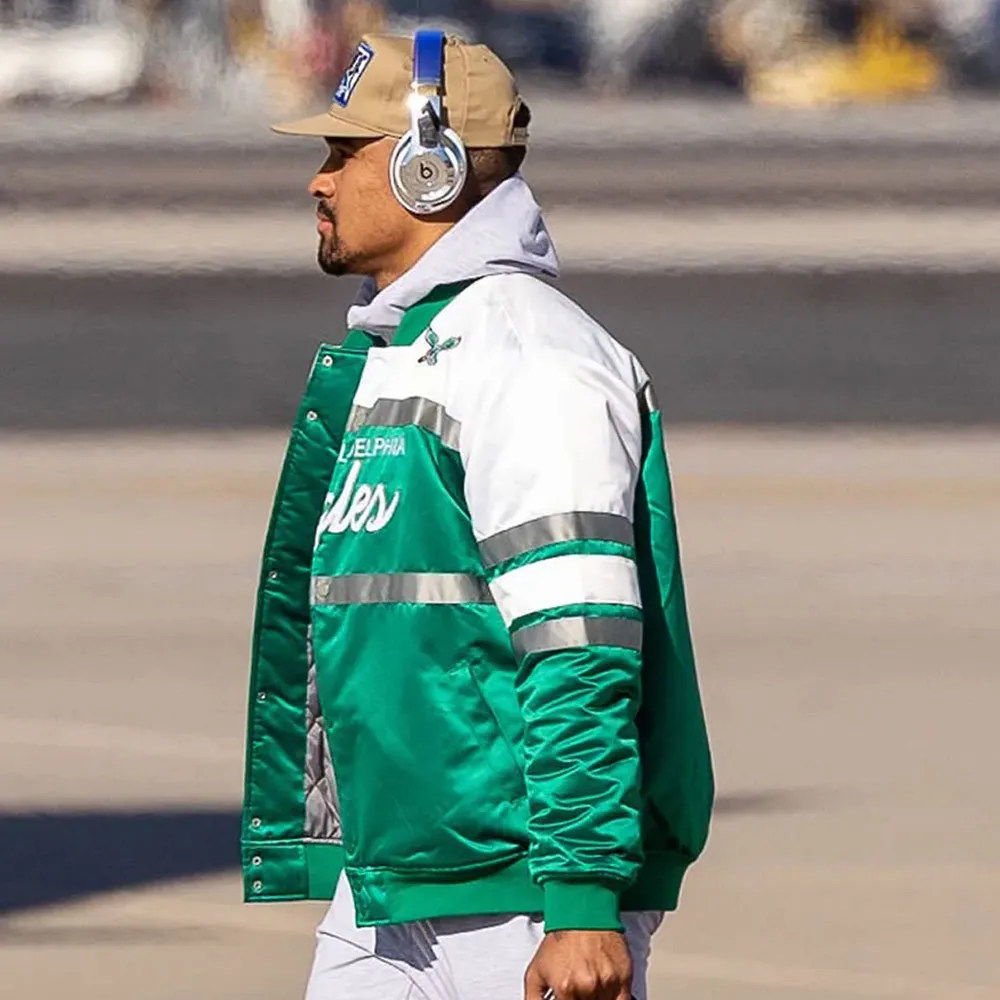 Jalen Hurts Philadelphia Eagles Script Satin Jacket - Image 11