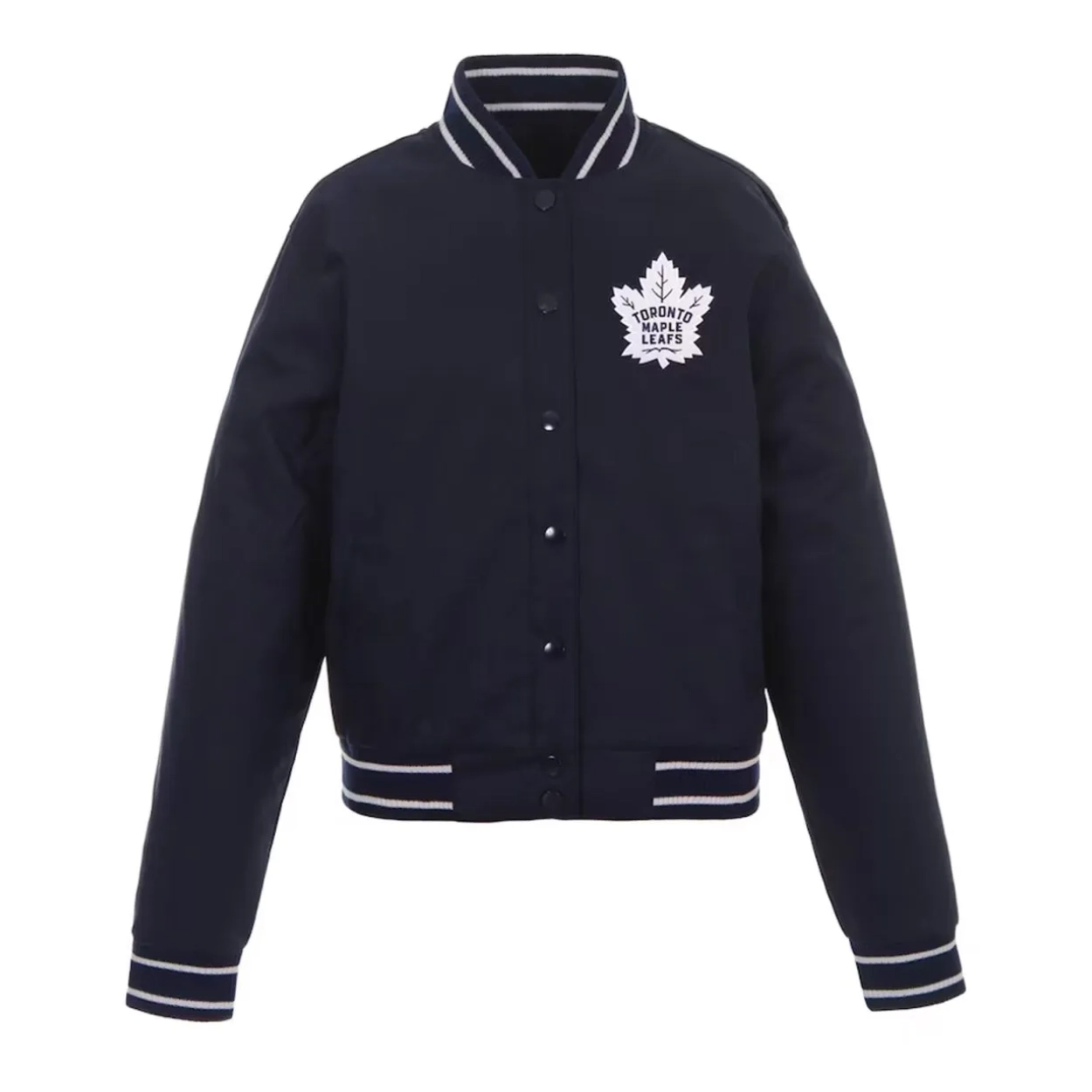 Toronto Maple Leafs Front-Hit Navy Polyester Varsity Jacket