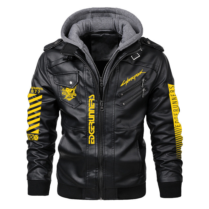 cyberpunk gaming leather motorcycle jacket