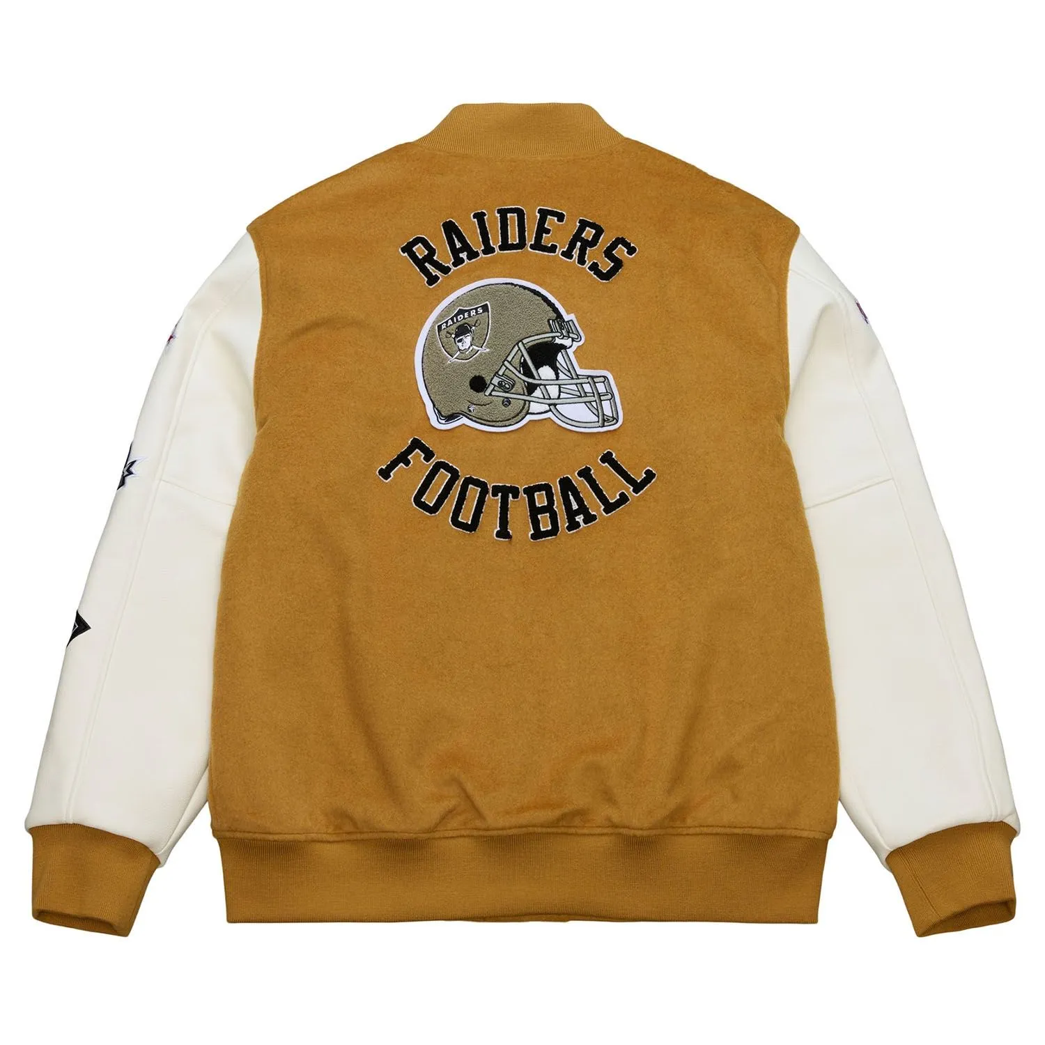 Alternative view of Oakland Raiders Brown/Cream Dusted Varsity Jacket