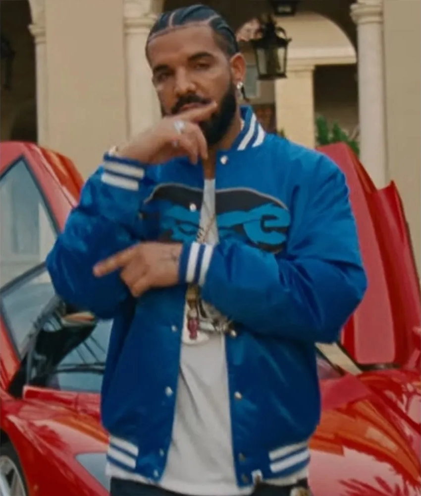 Jumbotron Shit Poppin Drake Blue Satin Jacket