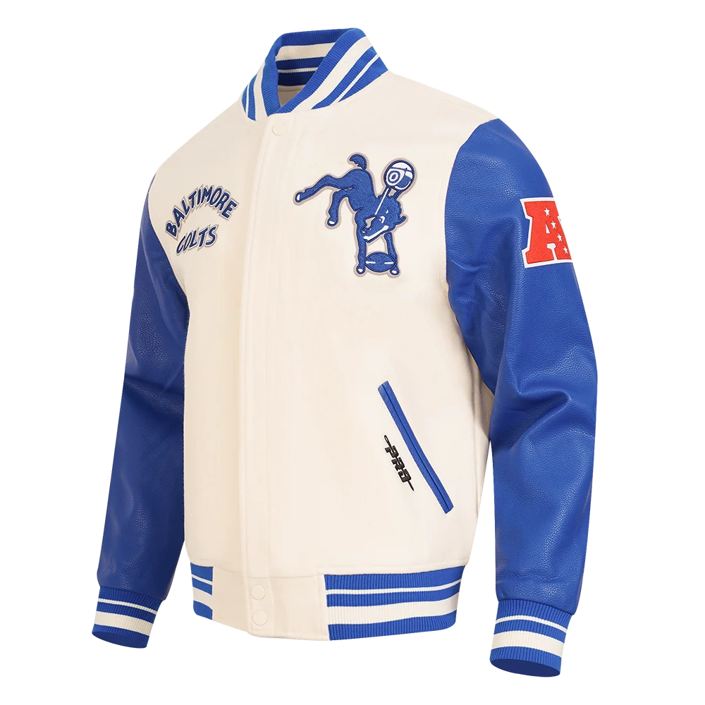 baltimore colts retro classics wool & leather cream jacket