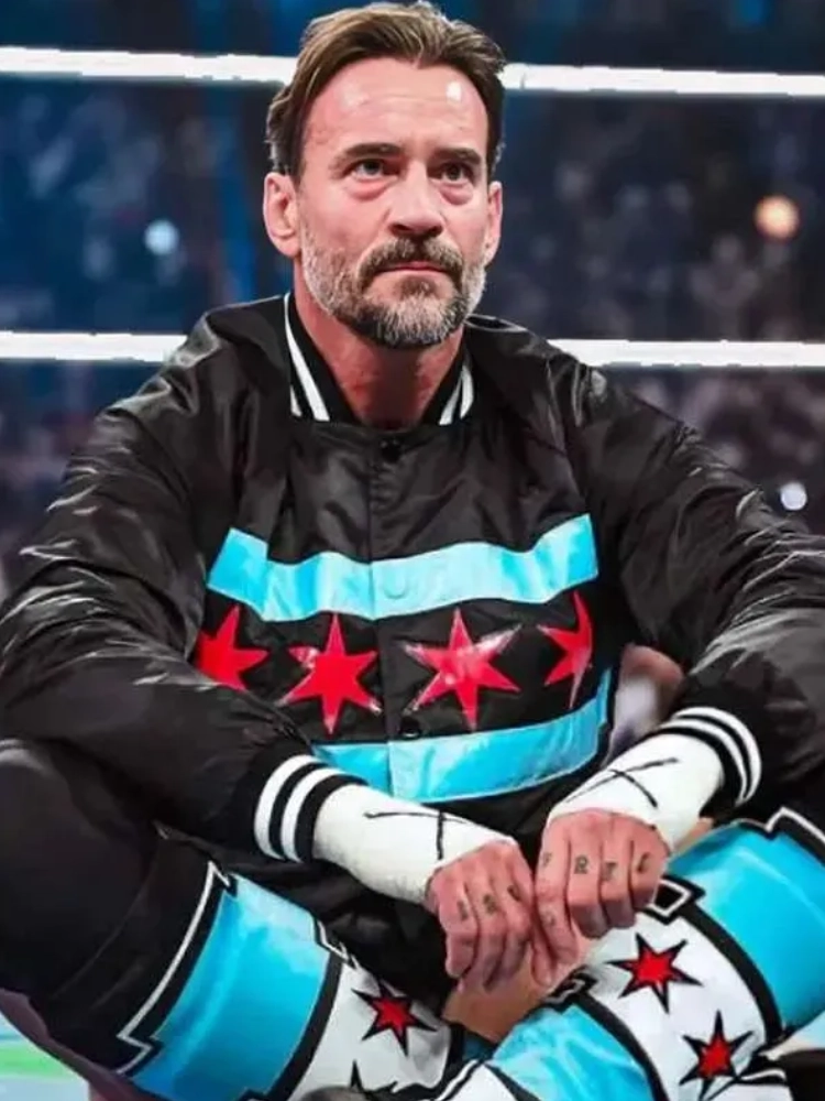 cm punk night of champions black satin jacket