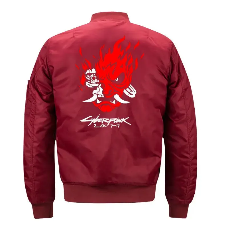 Alternative view of Cyberpunk 2077 Samurai Bomber Satin Red Jacket
