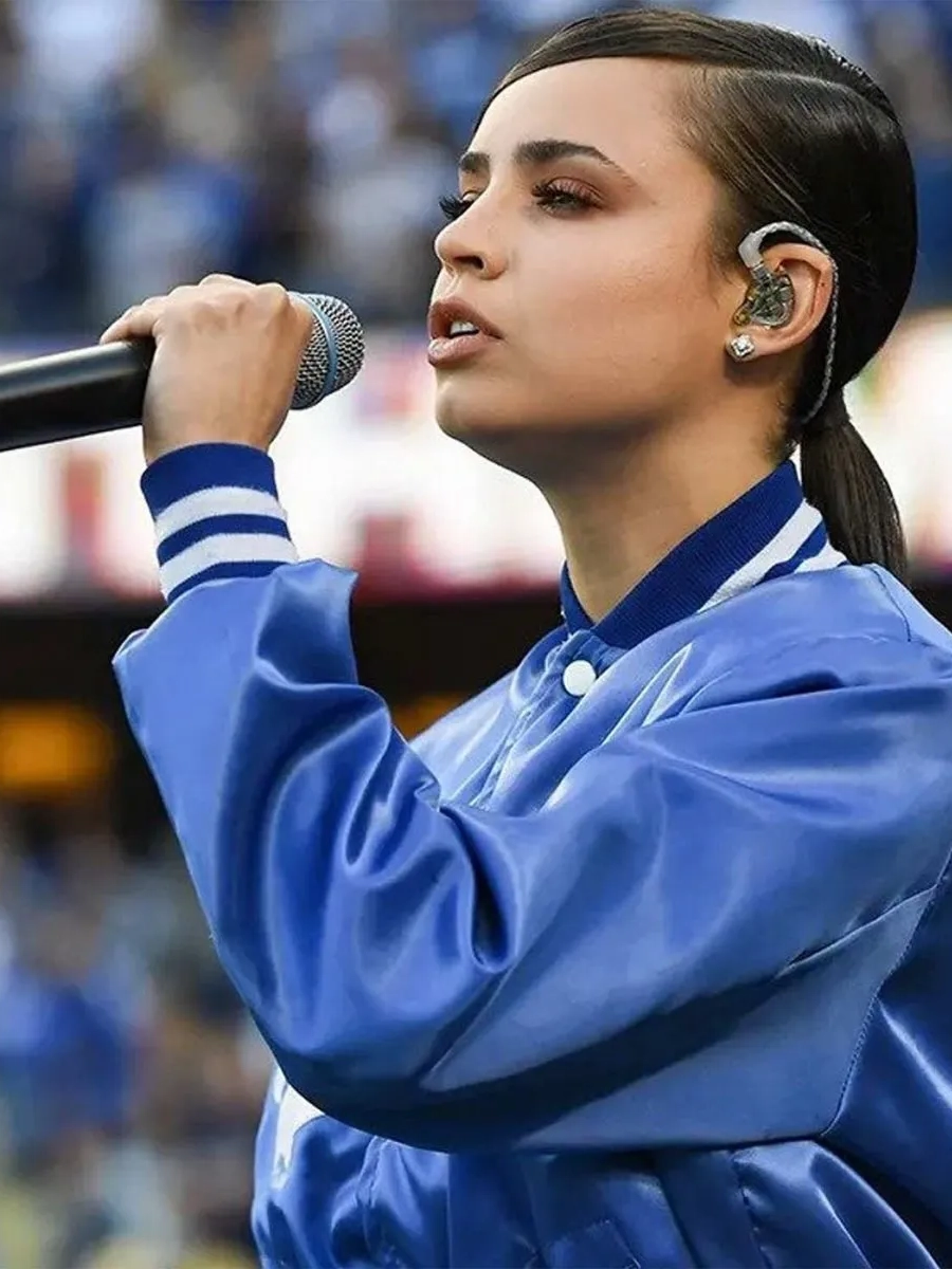 dodgers sofia carson blue bomber jacket