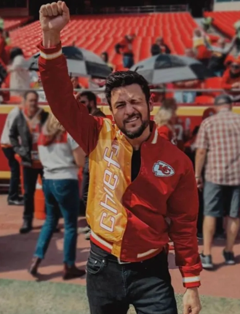 holiday touchdown kc chiefs tyler hynes red satin jacket