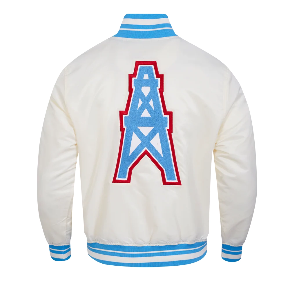 houston oilers retro classic cream satin jacket