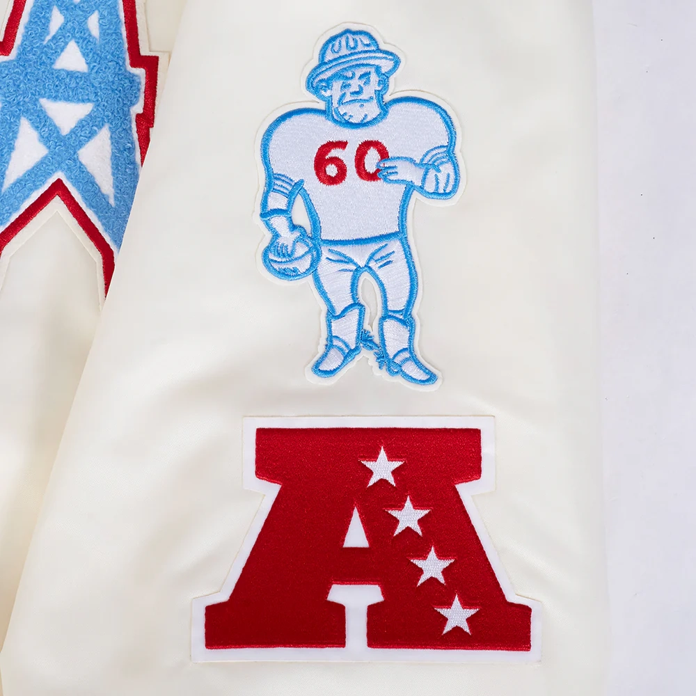 houston oilers retro classic full-snap cream patch design