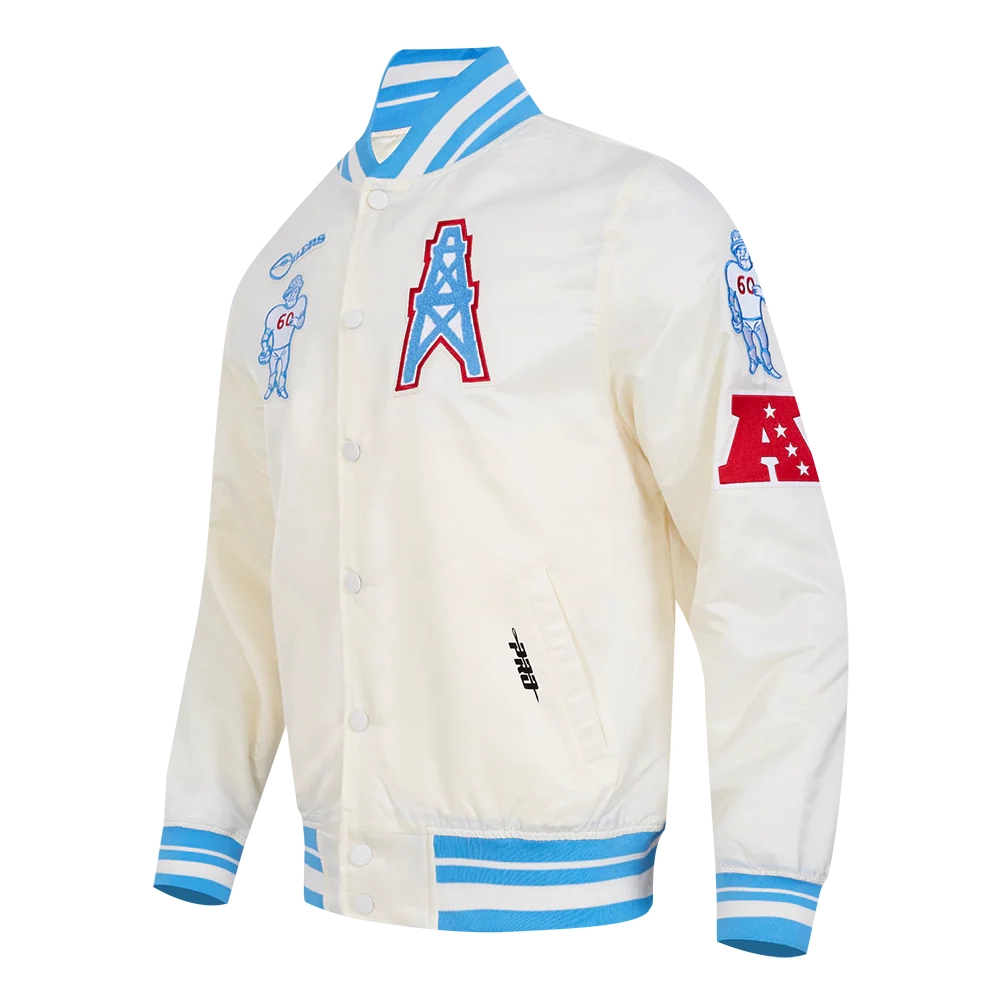 houston oilers retro classic full-snap cream satin