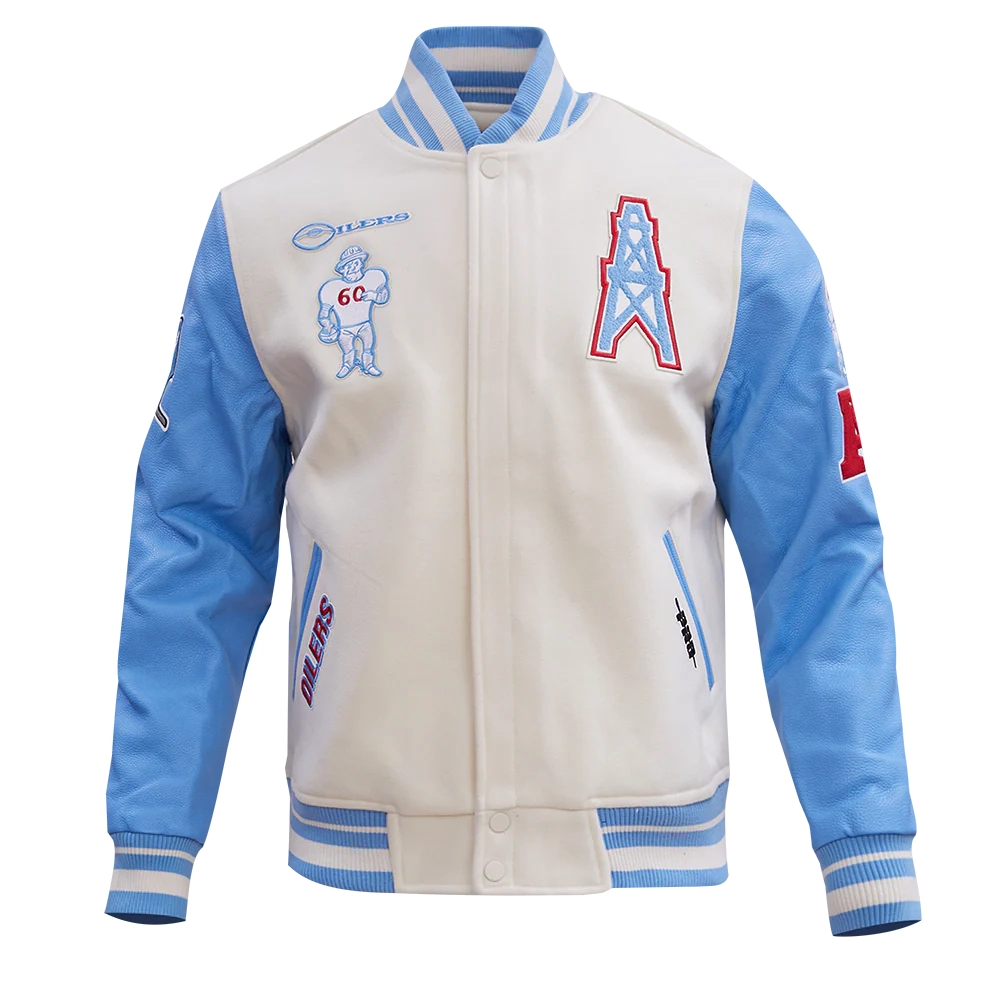 houston oilers retro classic wool & leather varsity jacket