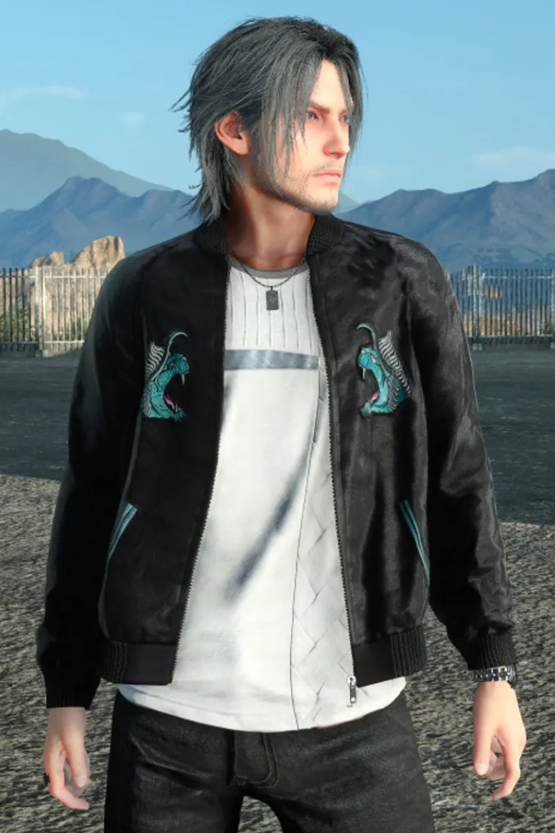noctis final fantasy black bomber jacket
