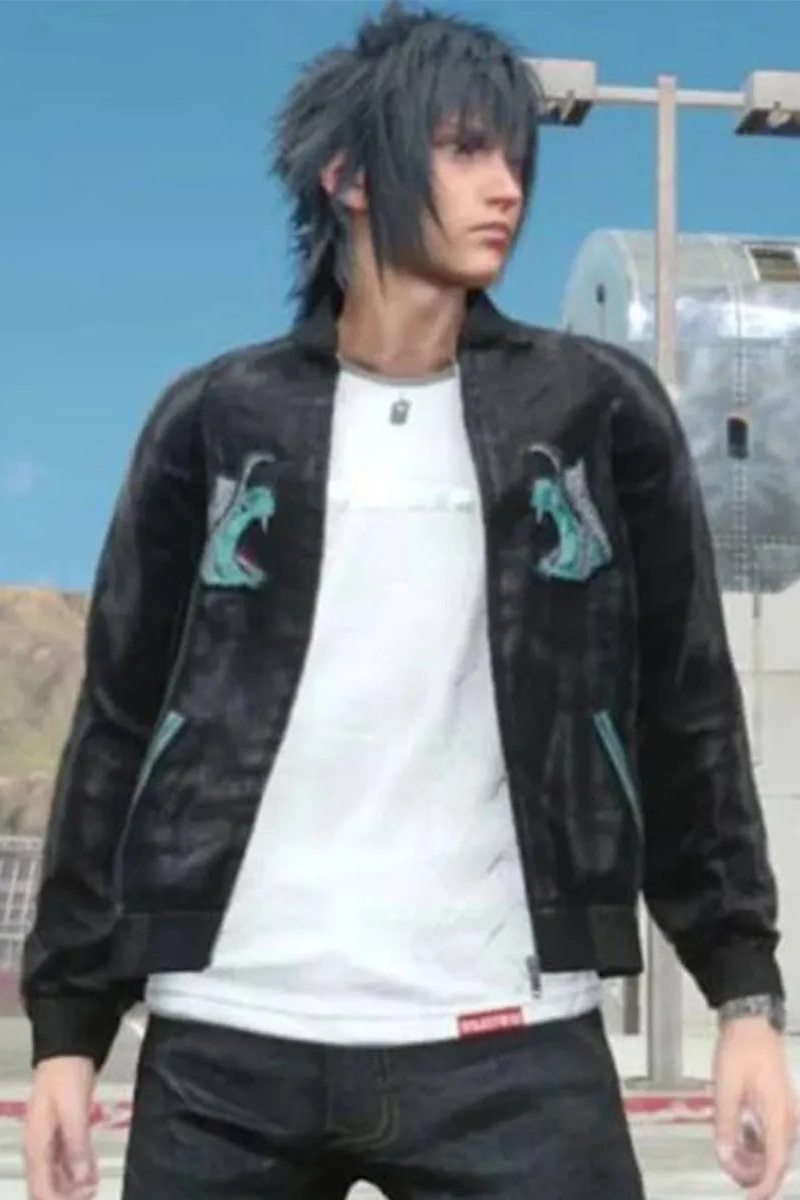 noctis final fantasy xv black bomber jacket