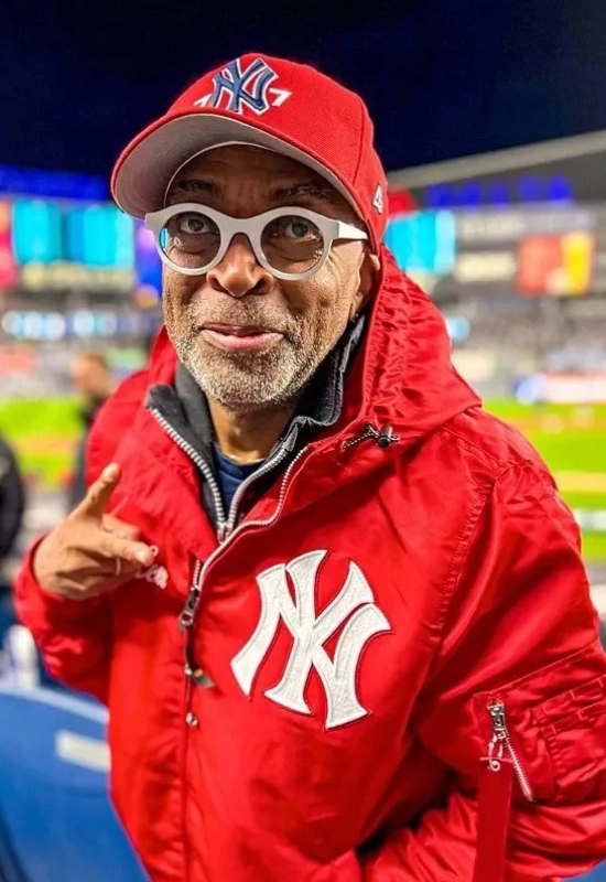 spike lee new york yankees red hooded satin jacket
