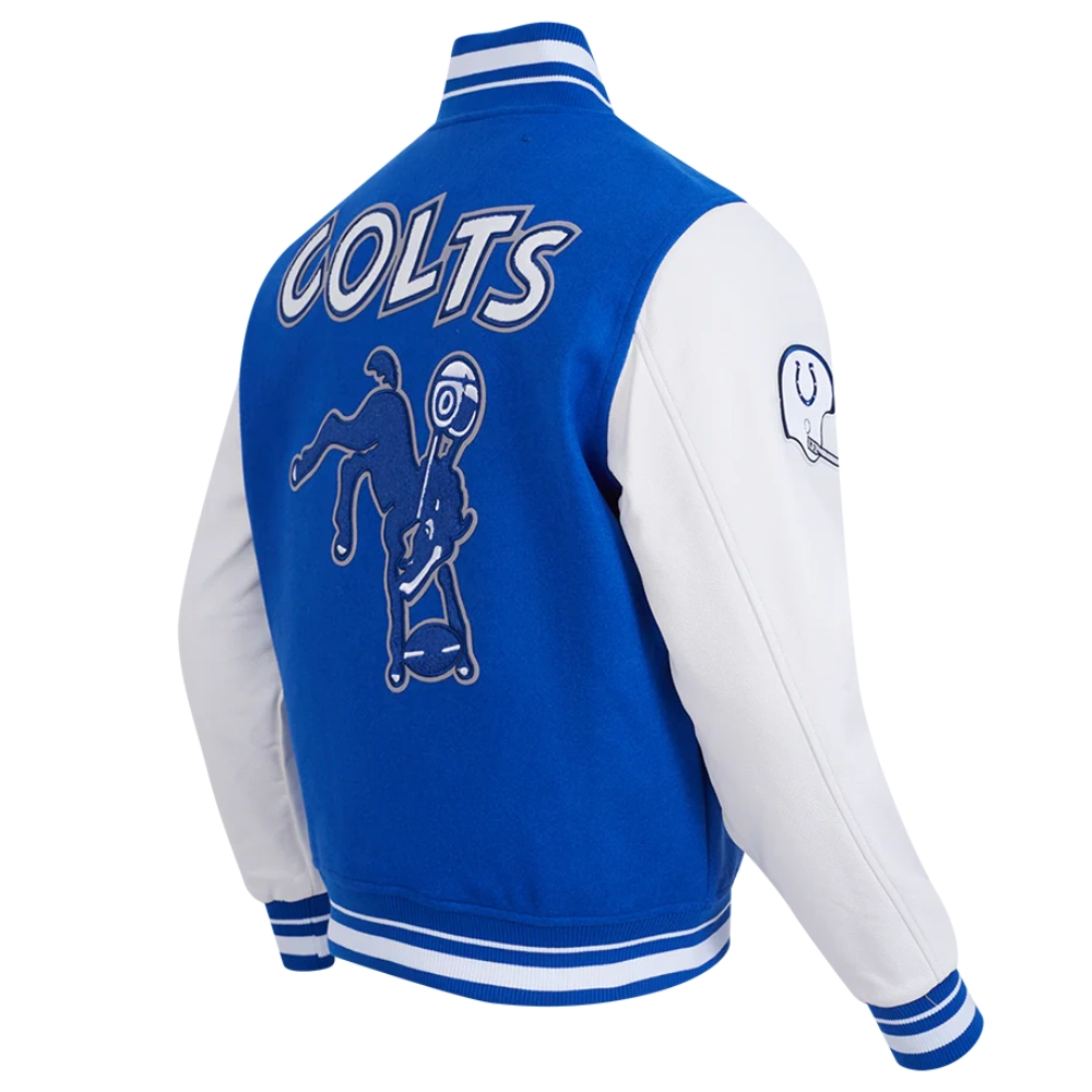 Baltimore colts retro classic wool and leather royal varsity jacket
