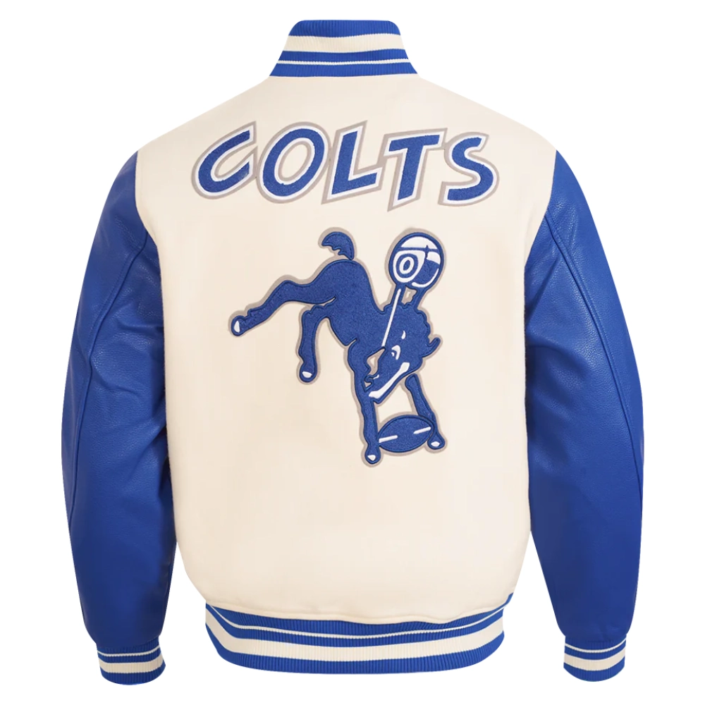 Baltimore colts retro classic wool & leather cream varsity jacket