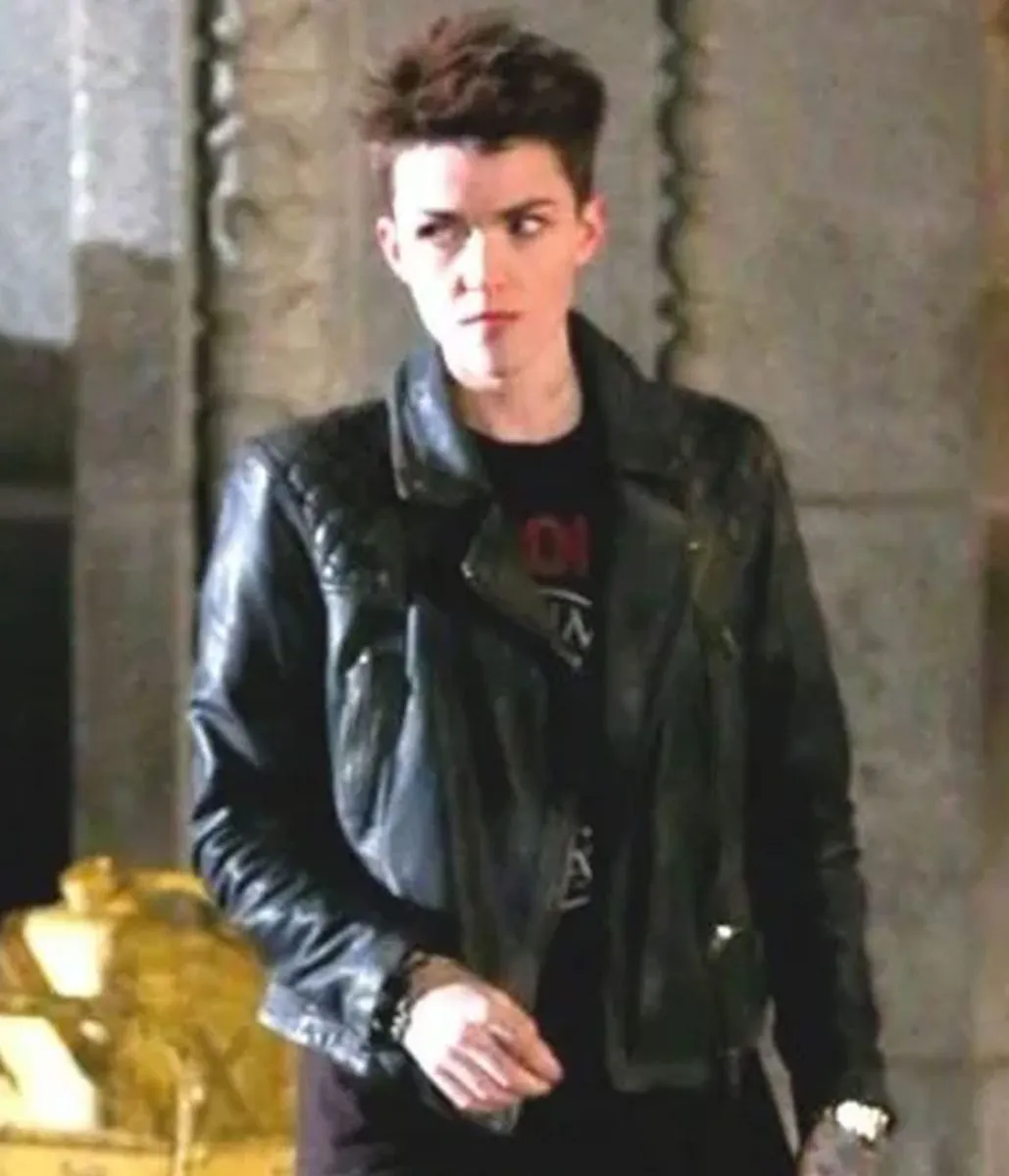 Batwoman Ruby Rose Biker Black Leather Jacket - Image 5