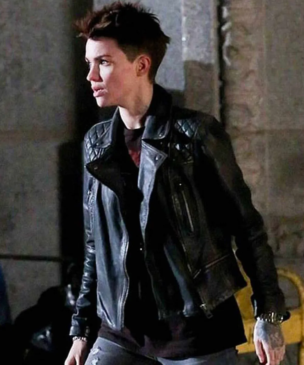 Batwoman Ruby Rose Biker Black Leather Jacket - Image 7