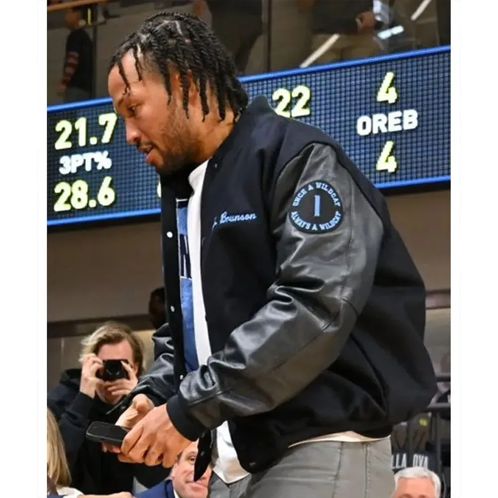 jalen brunson villanova basketball black varsity jacket