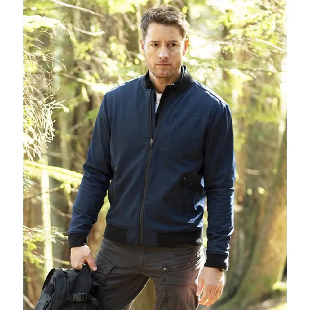 justin hartley tracker bomber blue jacket