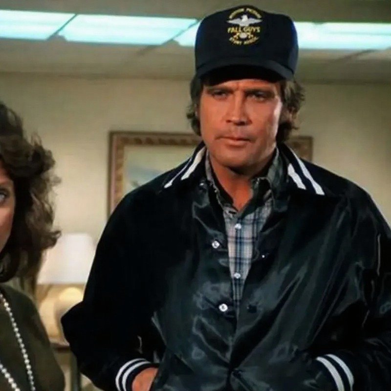 lee majors the fall guy black bomber jacket