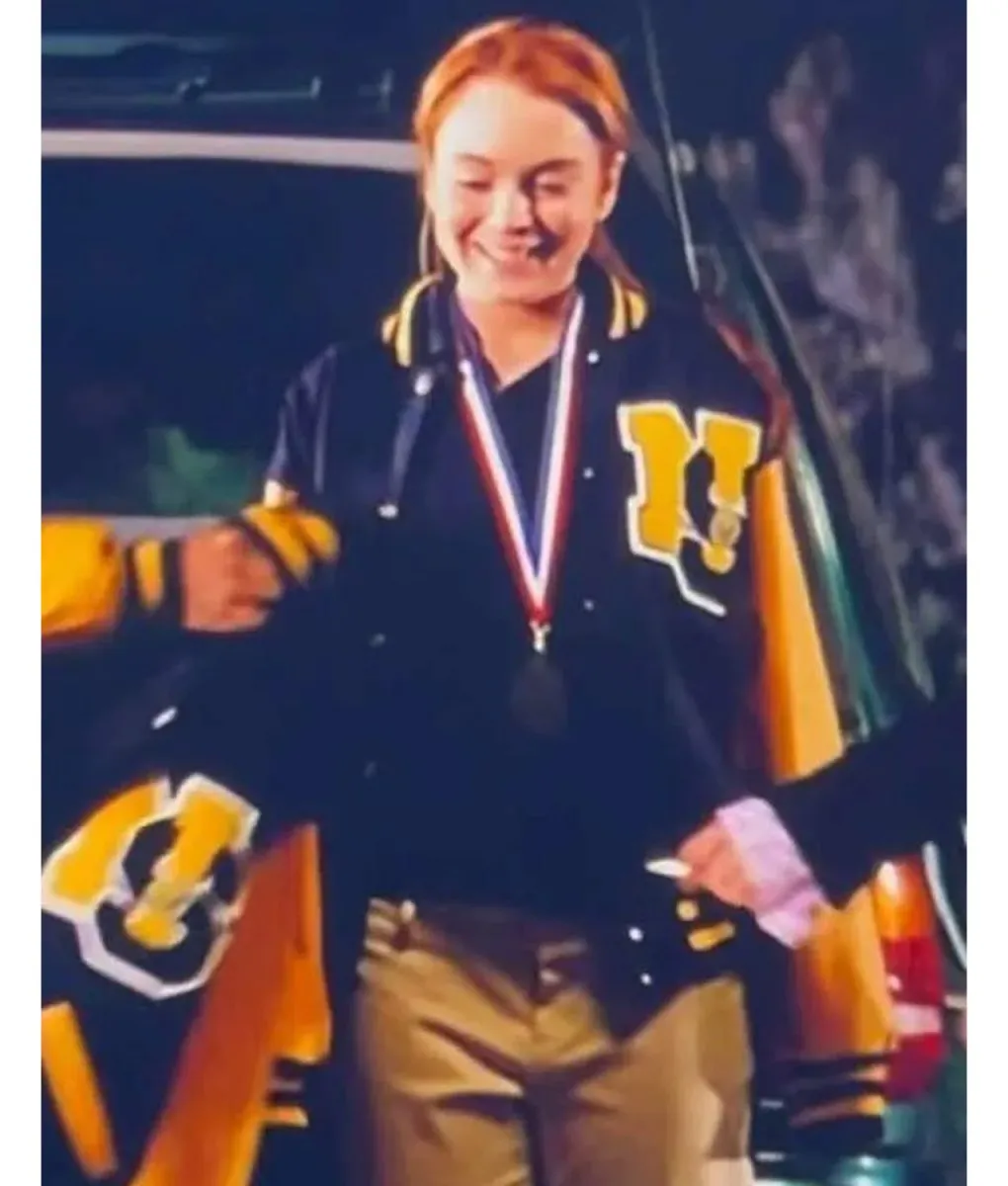 mean girls a lindsay lohan navy blue letterman jacket