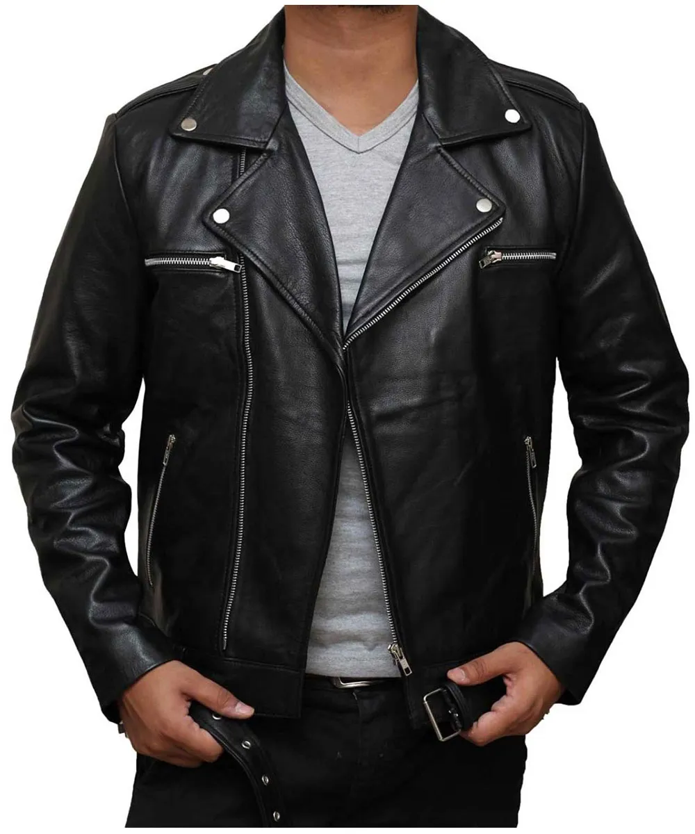 Negan The Walking Dead Black Leather Jacket - Image 3
