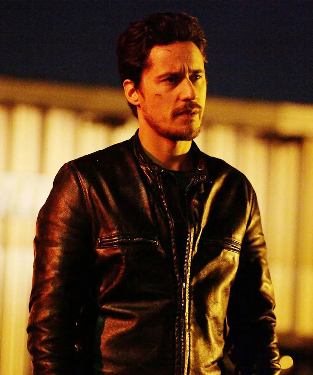 Alternative view of Peter Gadiot Queen of the South Black Leather Jacket