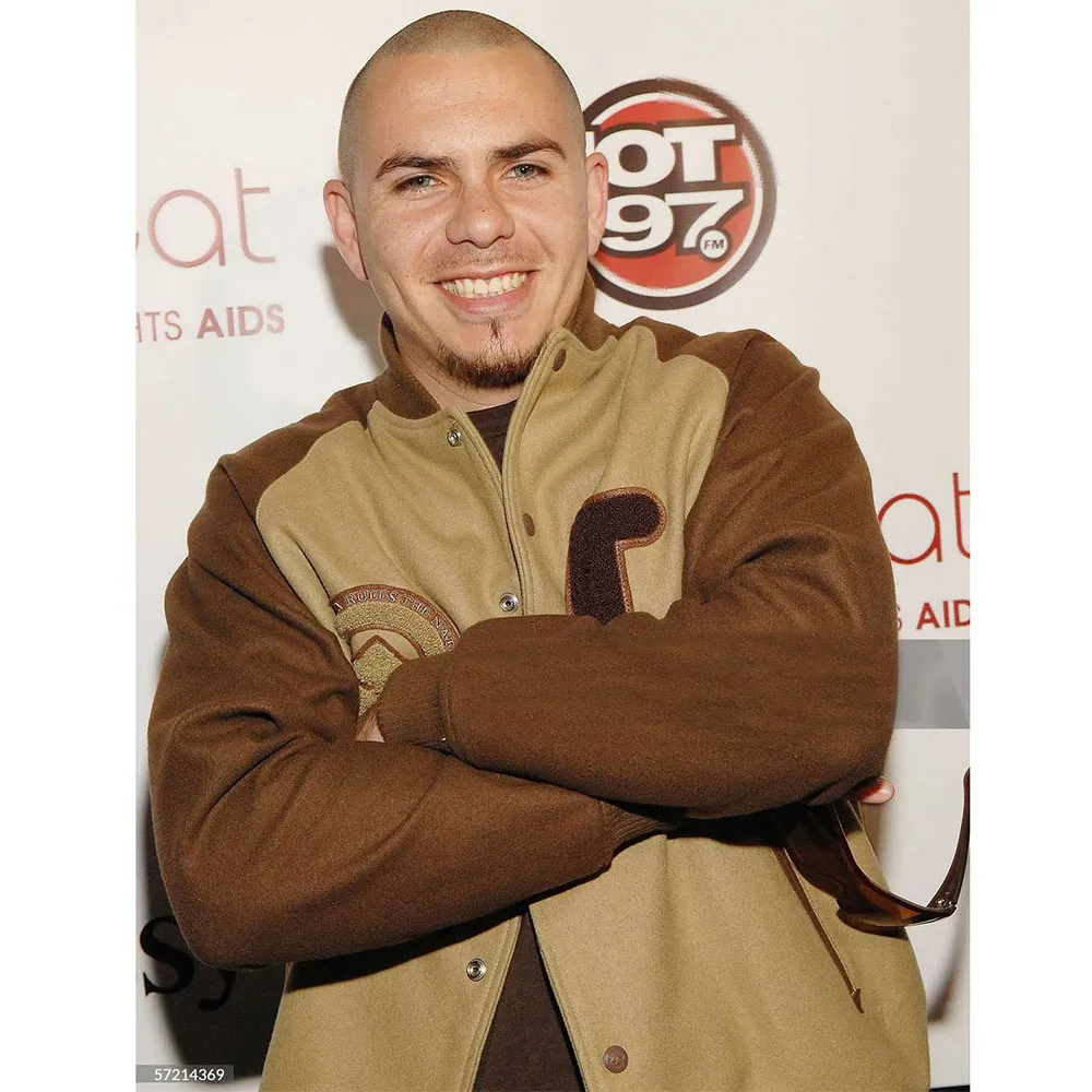 pitbull letterman wool brown jacket