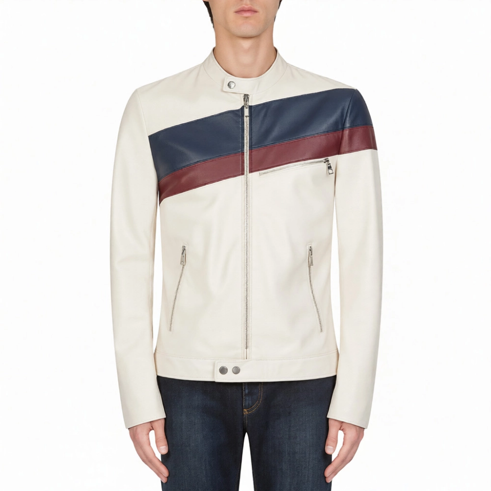 Pitbull NASCAR White Leather Jacket - Image 3