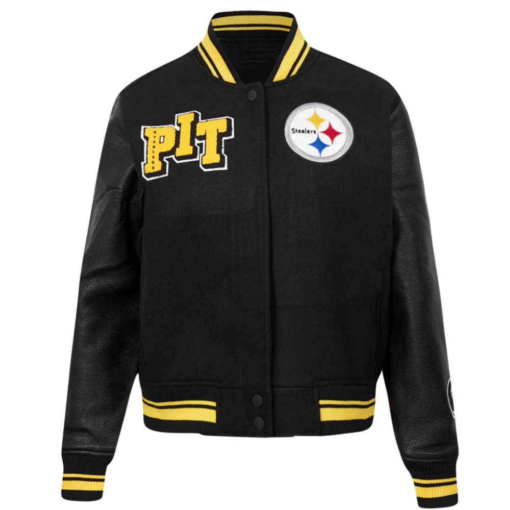 pittsburgh steelers women's mashup wool and leather jacket
