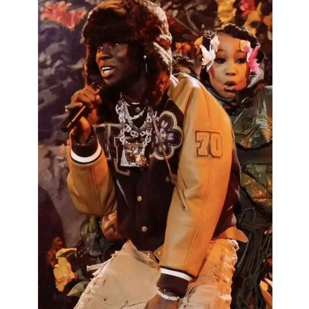 rema 2024 brit awards leather varsity jacket