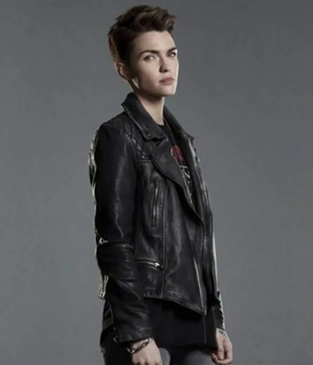 Batwoman Ruby Rose Biker Black Leather Jacket - Image 4