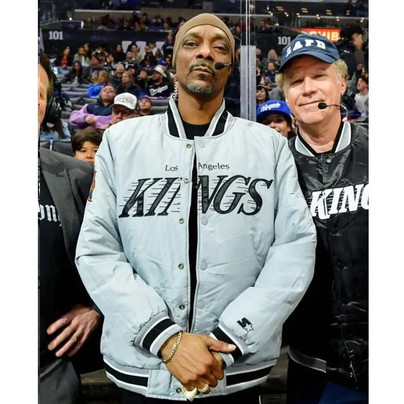 snoop dogg los angeles kings satin gray jacket