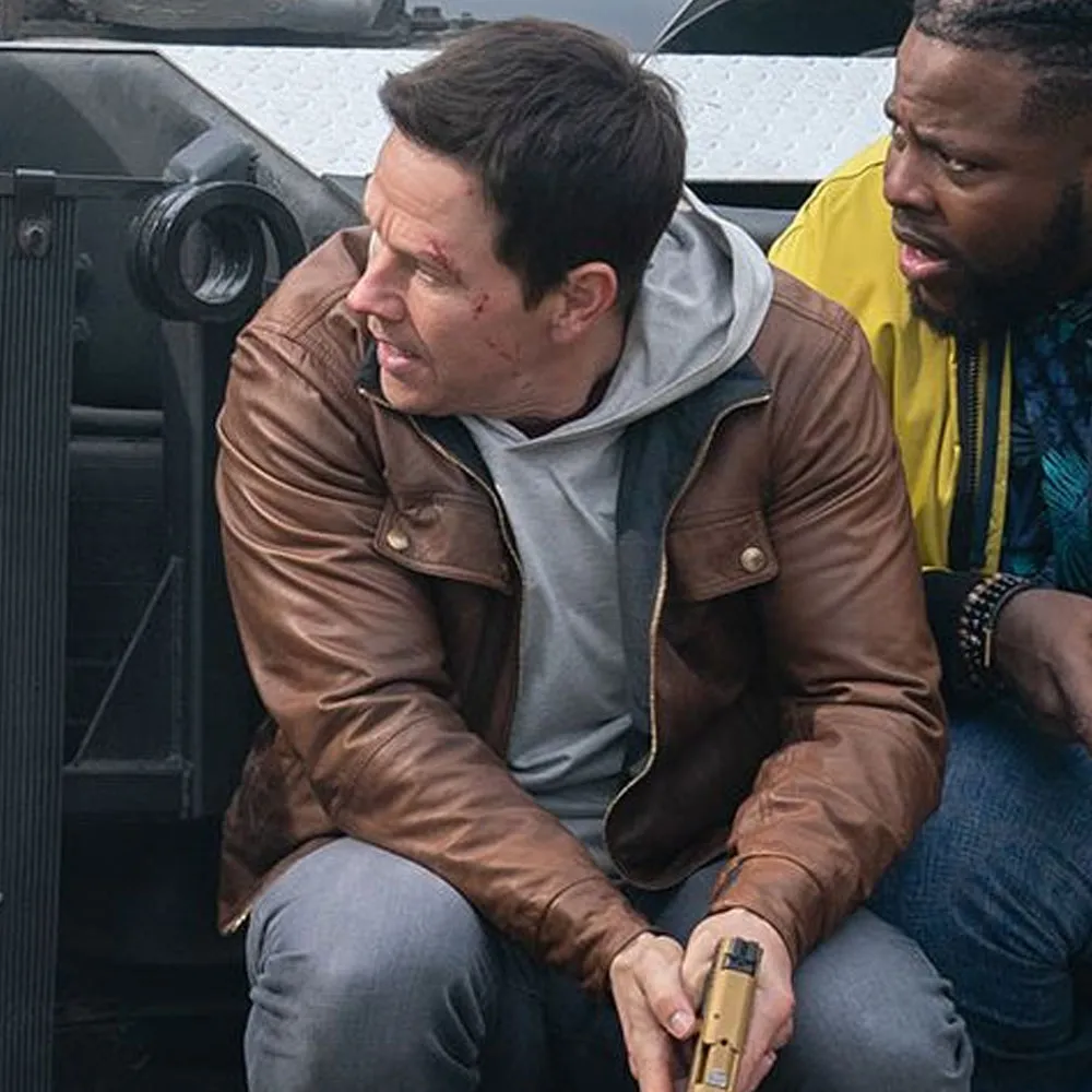 Alternative view of Spenser Confidential Mark Wahlberg Brown Leather Jacket