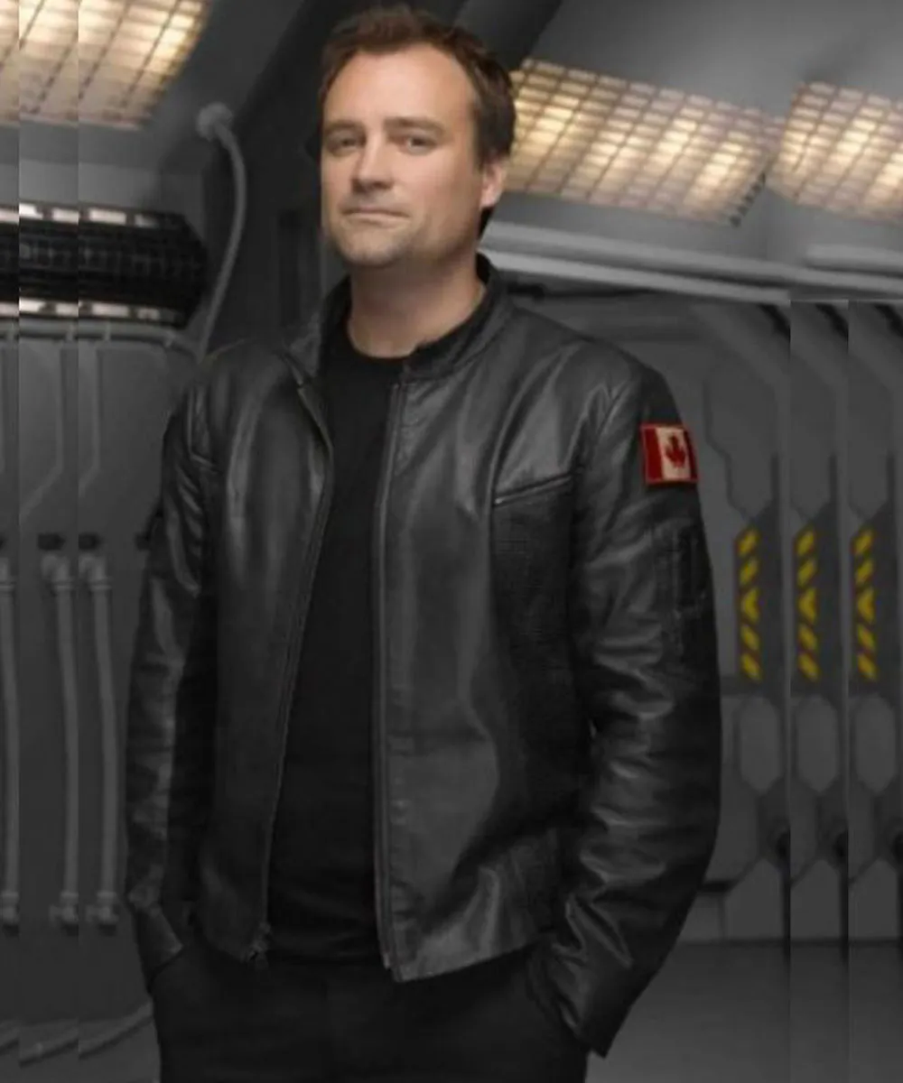 Stargate Atlantis David Hewlett Black Leather Jacket