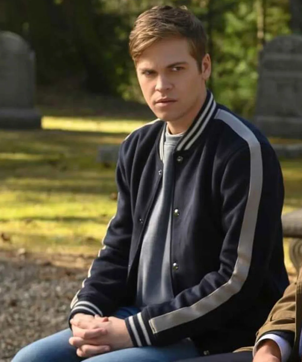 Supernatural Alexander Calvert Striped Varsity Jacket - Image 6