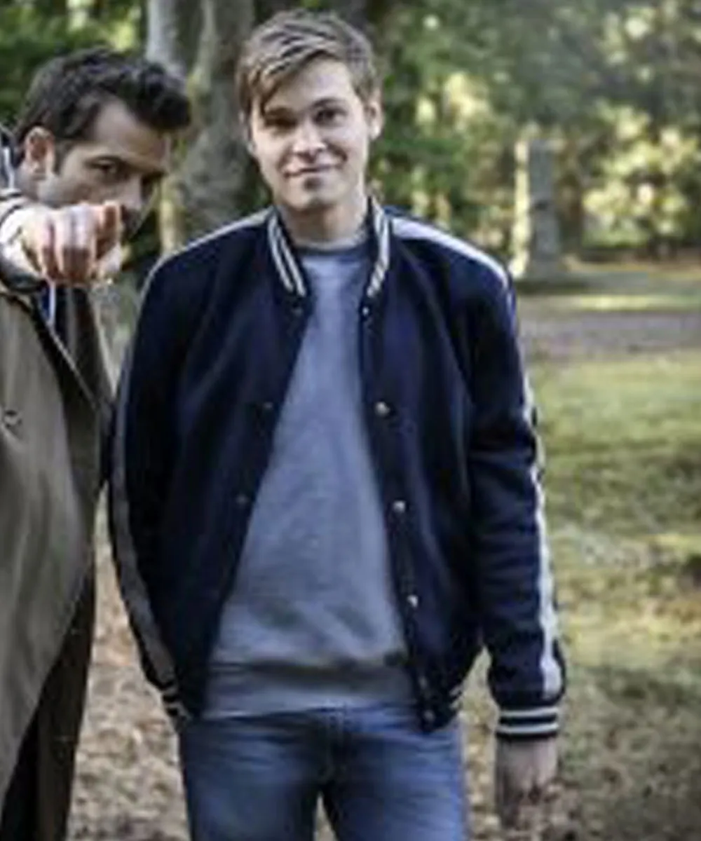 Supernatural Alexander Calvert Striped Varsity Jacket