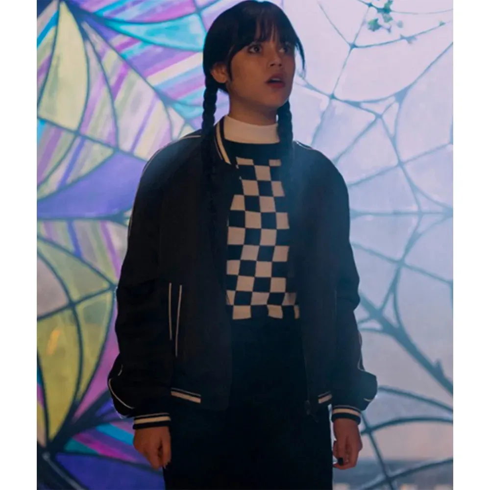 wednesday jenna ortega black jacket