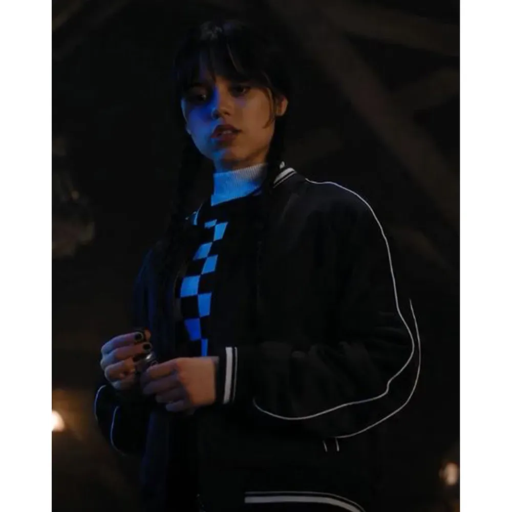 wednesday jenna ortega cotton black jacket