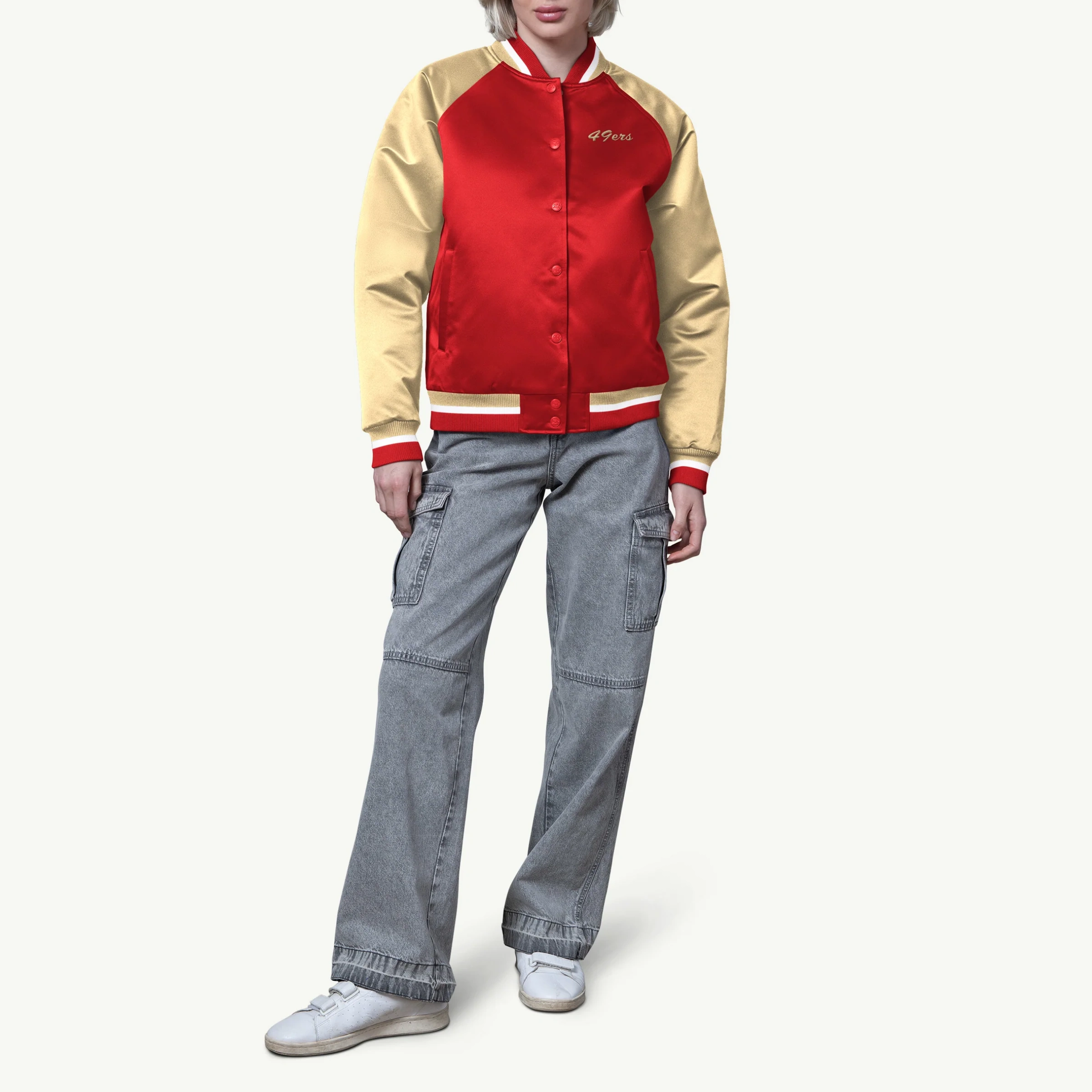 womens san francisco 49ers final score varsity jacket